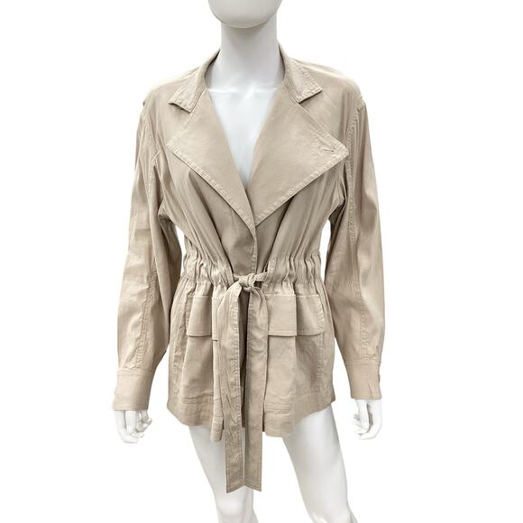 Vince Blazer Women’s Size S Drapes Belted Linen Blend Lightweight Beige